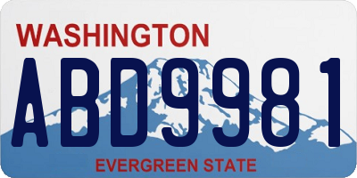 WA license plate ABD9981
