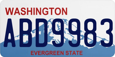 WA license plate ABD9983