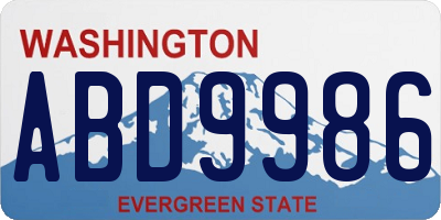 WA license plate ABD9986