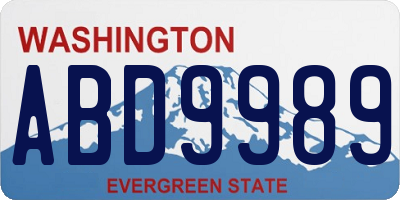 WA license plate ABD9989