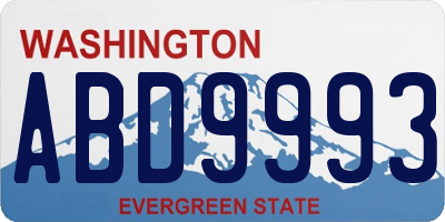 WA license plate ABD9993