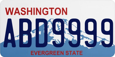 WA license plate ABD9999