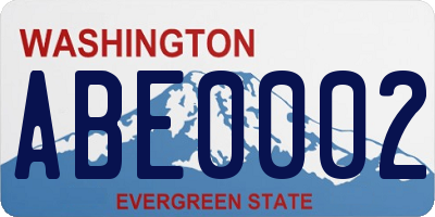 WA license plate ABE0002