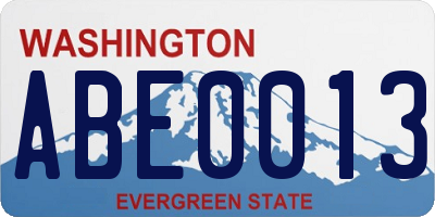 WA license plate ABE0013