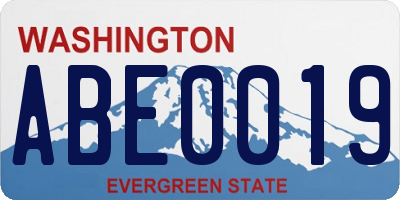 WA license plate ABE0019