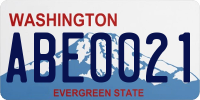 WA license plate ABE0021