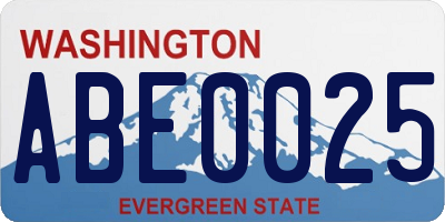 WA license plate ABE0025