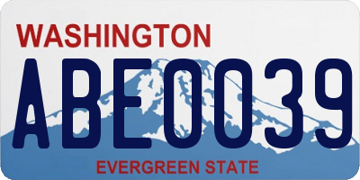 WA license plate ABE0039