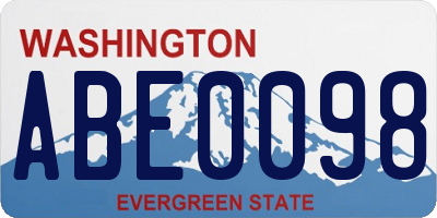 WA license plate ABE0098