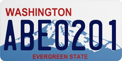 WA license plate ABE0201