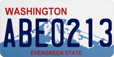 WA license plate ABE0213