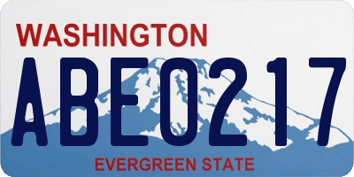 WA license plate ABE0217