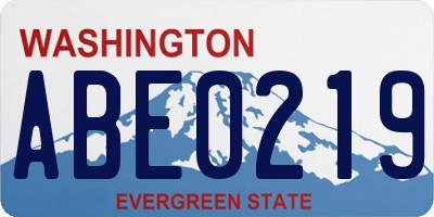 WA license plate ABE0219