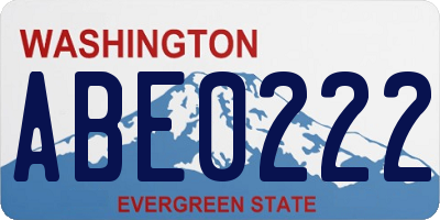WA license plate ABE0222