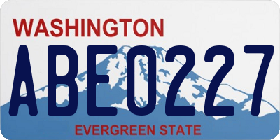 WA license plate ABE0227