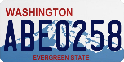 WA license plate ABE0258