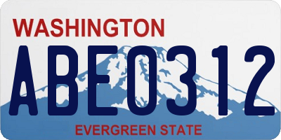 WA license plate ABE0312