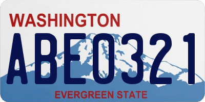 WA license plate ABE0321