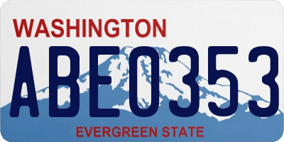 WA license plate ABE0353