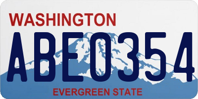 WA license plate ABE0354