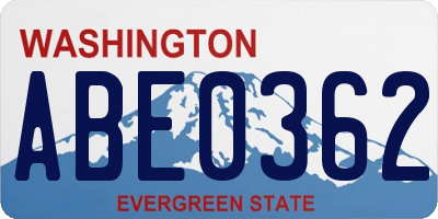 WA license plate ABE0362