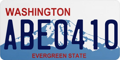 WA license plate ABE0410