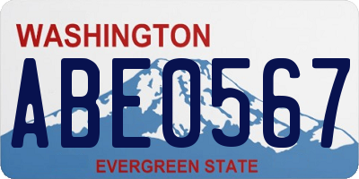 WA license plate ABE0567