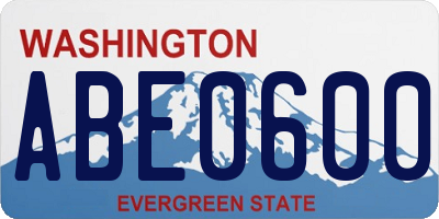 WA license plate ABE0600