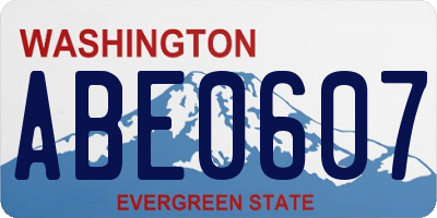 WA license plate ABE0607