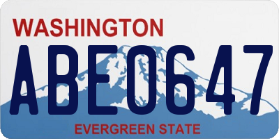 WA license plate ABE0647