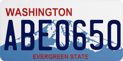 WA license plate ABE0650