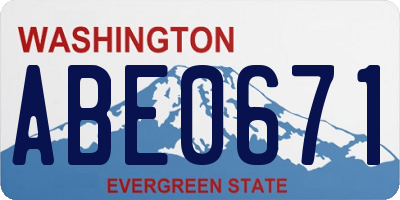 WA license plate ABE0671
