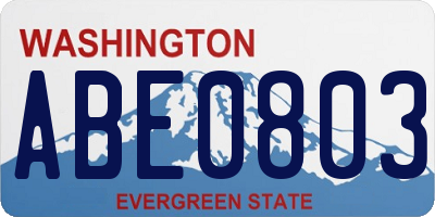 WA license plate ABE0803