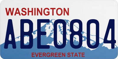 WA license plate ABE0804