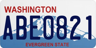 WA license plate ABE0821