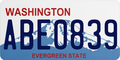 WA license plate ABE0839
