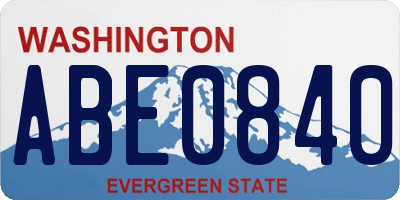 WA license plate ABE0840