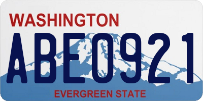 WA license plate ABE0921