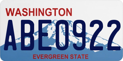 WA license plate ABE0922