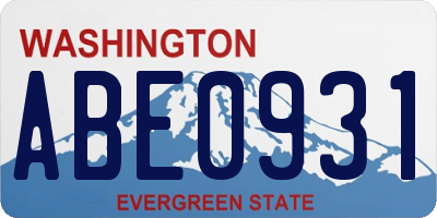 WA license plate ABE0931