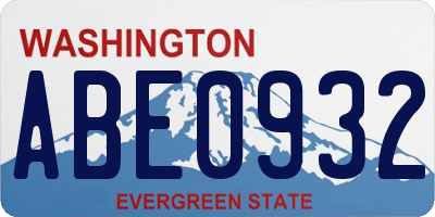WA license plate ABE0932