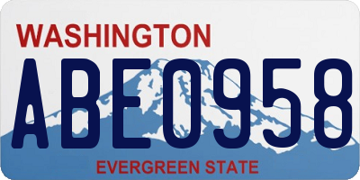 WA license plate ABE0958