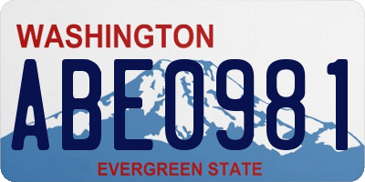 WA license plate ABE0981
