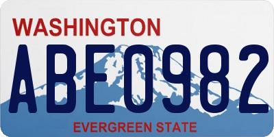 WA license plate ABE0982