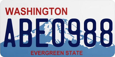 WA license plate ABE0988