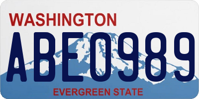 WA license plate ABE0989