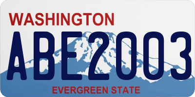WA license plate ABE2003