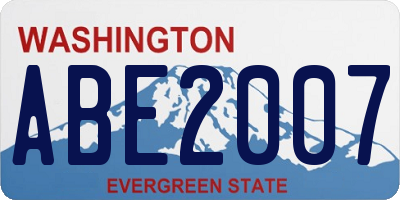 WA license plate ABE2007