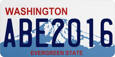 WA license plate ABE2016