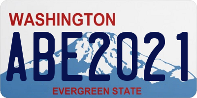 WA license plate ABE2021
